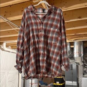 Wild Fable Plaid Button-Up Shirt - Red and Blue